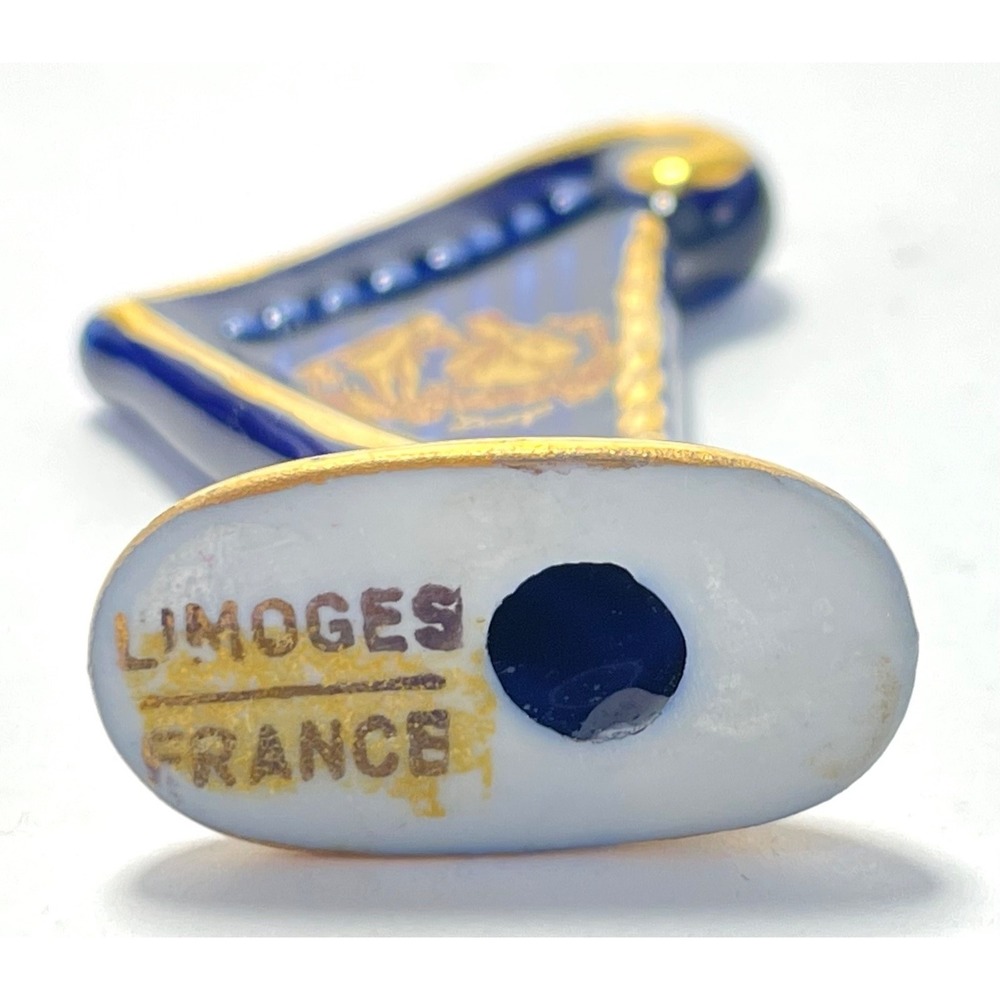 Limoges France Miniature Porcelain Set Blue Gold Telephone Gramophone Lot - Picture 5 of 9